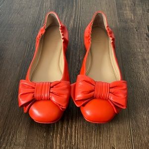 Tory Burch Orange Bow Flats size 9.5
